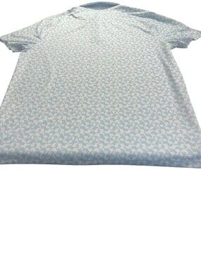 Flx Men’s Polo Size Large Geometric Design Blue And White Color